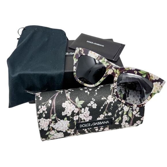 Dolce & Gabbana Floral Print Rectangle Sunglasses w/ matching case - Picture 2 of 9
